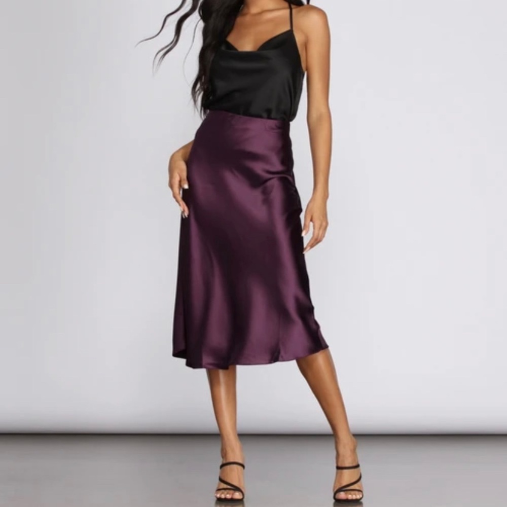 Slip Satin Skirt, Purple